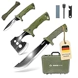 Dönges Survival Set mit Axt, Messer, Machete mit Säge, Spaltaxt, Feuerstarter,...