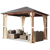TOOLPORT Gartenpavillon 3x3 m Holzoptik, Stahldach Hardtop 4 Seitenteile in...