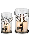 Romadedi Hirsch Windlichter Weihnachten Tischdeko: 2er Set Rentier Kerzenhalter...