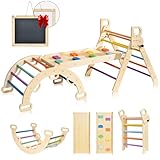 BlueWood 3-in-1 Montessori Indoor Spielset mit Bogen, Rampe und Kletterdreieck,...