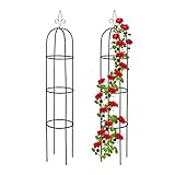 Relaxdays Rankhilfe Obelisk, 2er Set, 200 cm hoch, Ranksäule für...