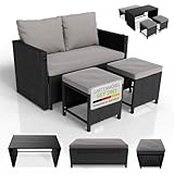 Juskys 2in1 Polyrattan Relax Gartenmöbel Set Jamaika - Tisch, Gartenlounge Sofa...
