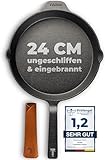 TECOR Gusseisenpfanne Induktion 24 cm ungeschliffen, universell, natürlich -...