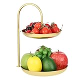 HFYZZ 2 Stockig Obstkorb Etagere Metall Gold Obstschalen Deko Kuchenständer...