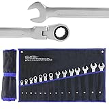 CCLIFE 14tlg Gelenk Ratschenschlüssel Set 8-22mm Flexibles Ratschen Ring...
