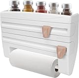 Küchenrollenhalter für Wand, 3-Fach Schneidabroller mit Abstellfläche,...