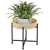 Bamworld Runder Pflanzenständer Rattan Pflanzenregal Pflanztisch Handgewebtes...