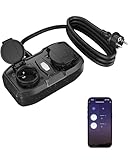 HBN WLAN Steckdose Outdoor mit 2 Ausgänge, 16A 3600W Smart Außensteckdose,...