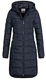 Eight2Nine Damen Steppmantel LETN-039 Lange Stepp-Jacke mit Kapuze night blue L