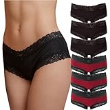 Fabio Farini 6er Pack Damen Panties Hipster mit verführerischen Spitzendetails...