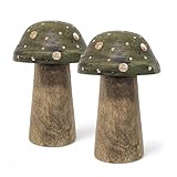 Spetebo Mangoholz Deko Pilz zum Hinstellen 12 cm - 2er Set - Holz Fliegenpilz...