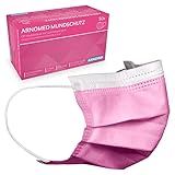 ARNOMED Masken Medizinisch 50x, Masken in Pink, OP Masken CE zertifiziert...