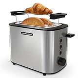 KitchenBoss Edelstahl-Toaster für 2 Scheiben：Toaster mit Brötchenaufsatz und...