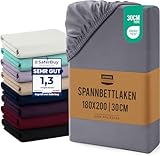 Utopia Bedding - Spannbettlaken 180x200cm Bis 30 cm - Grau - Oeko-Tex...
