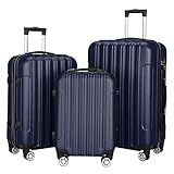 LEADZM Koffer Set 3 Teilig, Reisekoffer Set, Kofferset mit 4 Rollen und...