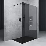 Mai & Mai Duschwand für Dusche Duschabtrennung 120x200cm Walk-In Schwarz...