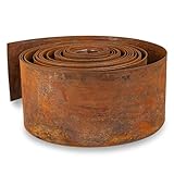 UNIGARDIA Rasenkante aus Cortenstahl 10 m - Beeteinfassung aus Metall 14 cm hoch...