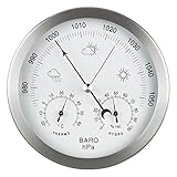 GardenMate® Wetterstation analog 3in1 Edelstahlrahmen Ø 14 cm Barometer...