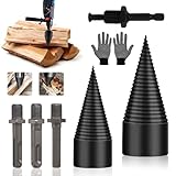 Holzspalter Bohrer 42mm + 32mm Mit 4 Bohrgriffe Handschuhe, Bohrkegel...