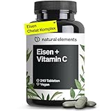 Eisen mit 40mg natürlichem Vitamin C – 240 vegane Eisentabletten – mit...