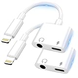 2PC iPhone Kopfhörer Adapter [MFi Zertifiziert]2 in 1 auf 3,5 mm Kopfhörer...