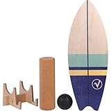 valuents Balance Board aus Holz in Surfboard Form inkl. Rolle für Neuromuscular...