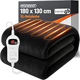 Monzana® Elektrische Heizdecke 180x130cm 120W 10 Heizstufen 10h Timer...
