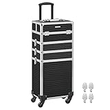 SONGMICS Kosmetikkoffer, Trolley, 4-in-1 Schminkkoffer, extra groß,...