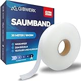 GIBWERK Saumband zum Aufbügeln Waschfest | 60 GSM | Extra Stark | 30 Meter x 20...