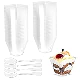 Gvolatee 50 stück Dessertgläser mit Löffeln 2oz/60ML, dessertschalen Klare...