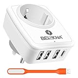 Reiseadapter USA Adapter Amerika Deutschland Stecker mit 3 USB und Typ-C...
