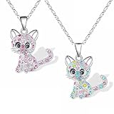 MIRKUZI Ketten für Mädchen 2 Stück, Halsketten mit süßen Katzenanhängern,...