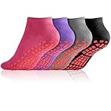 flintronic Yoga Socken, 4 Paare Antirutsch Socken, Rutschfeste Socken Sport für...