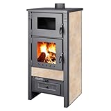 ProTermo Taurus Creme Kaminofen mit Backfach – 12kW Heizleistung - Holzofen...