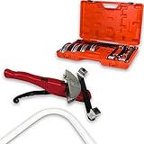 Emax Rohrbiegegerät, Einhand, 16-32mm, Dunkelrot, 1x in praktischer Tragebox, Biegewinkel bis ca. 90°, für Alu-Mehrschichtverbundrohr, Kunststoffrohr, Kupferrohr und dünnwandiges Stahlrohr