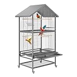 Großer Vogelkäfig, Metall Papageienkäfig mit 4 Arretierbaren Rädern,...
