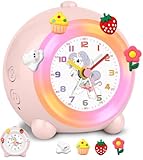 SOCICO Analoger Kinder Wecker, Einhorn Design, Lautlos, Ohne Ticken Niedlicher...