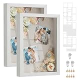 SONGMICS Bilderrahmen, 6 Passepartouts, 2er Set Fotorahmen zum Befüllen, 8...