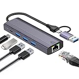 5-IN-2 USB-C auf Ethernet Adapter mit 3*USB 3.0 & 1*USB-C, USB 3.0 auf RJ45...