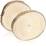 com-four® 2X Baumscheibe aus Vollholz mit Rinde - Dicke Holzscheibe zur...