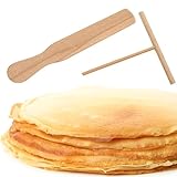 2 Stück Crepes Verteiler, Profi Crepes Wender und Teigverteiler Set, Holz Crepe...