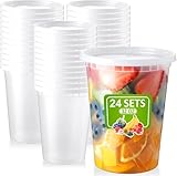 LATERN 24 Stück Kunststoffbehälter mit Deckel, 950ml /32oz Wiederverwendbare...