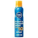 NIVEA SUN Sonnenschutz Spray Protect & Dry Touch Sport FP50 200 ml, Sonnencreme...