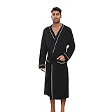 U2SKIIN Herren Bademantel Frottee 100% Baumwolle Sauna Bademantel weicher langer...