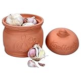 MamboCat Terra Knoblauchtopf aus Terrakotta I Ø 12,8cm I Tontopf mit Deckel...