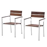 Ambientehome Stuhl, 2er Set Stapelstuhl Teakholz Edelstahl Soho Antik Sessel,...