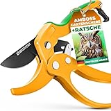 GRÜNTEK Amboss Ratschen Gartenschere UHU 205 mm, bequeme praktische Baumschere...