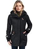 Berydale Damen Funktionsparka Jacke, Schwarz - Gefütterter Winter Parka, L EU