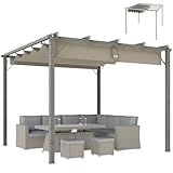 Outsunny Pergola ca. 3x3m Garten Pavillon mit Magnetbefestigung,...