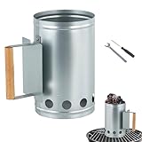 Anzündkamin, Grill Starter, 27,9 x 17cm Robuster Grillanzünder mit Holzgriff,...